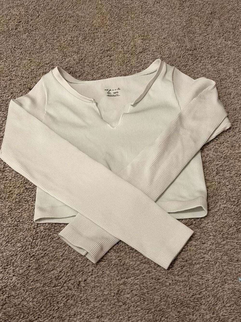 Out From Under Elias Seamless Notch Neck Long Sleeve Crop Top